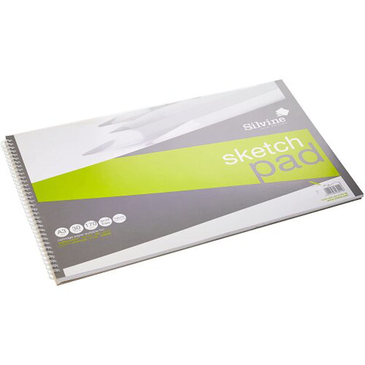 Picture of 0146 SILVINE SPIRAL A3 SKETCH PAD 30 SHEETS 170GSM